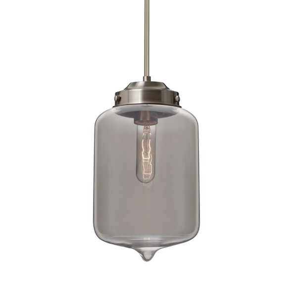 Besa Lighting Olin Cord Pendant, Smoke, Satin Nickel Finish, 1x60W Incandescent 1TT-OLINSM-SN - main